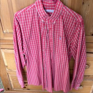 Men’s Southern Tide Red and White Plaid Button-Up Shirt